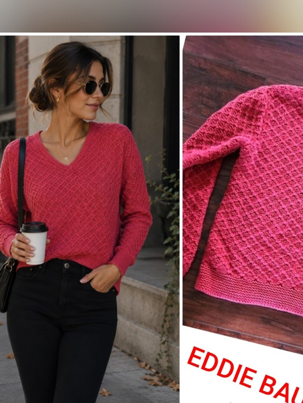 EDDIE BAUER KNITTED CREW SWEATER 🤎🩷